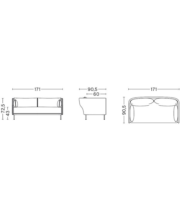 Hay  Hay - Silhouette sofa - steel base