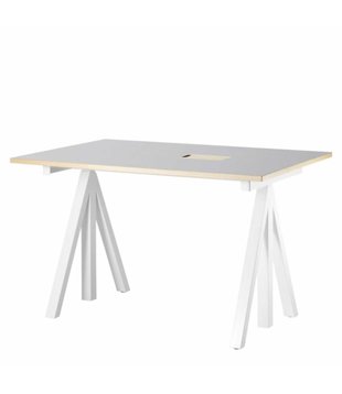 Work Desk height adjustable, light grey linoleum / white