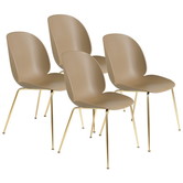 Gubi - Beetle chair pebble brown - base brass - set of 4