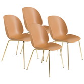 Gubi - Beetle chair amber - base brass - set of 4