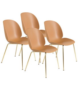 Gubi - Beetle chair amber recycled plastic base brass - set of 4