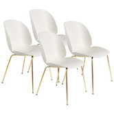 Gubi - Beetle chair alabaster white - base brass - set of 4