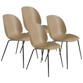 Gubi - Beetle chair, matt black - pebble brown, set of 4