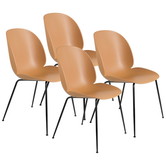 Beetle Dining Chair amber, black conic base - set of 4