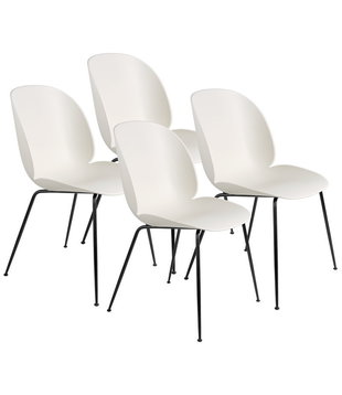 Gubi - Beetle chair alabaster white - conic base black - set of 4