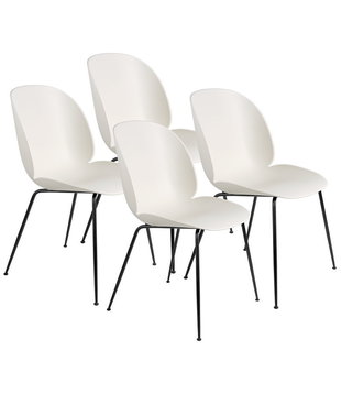 Gubi - Beetle chair alabaster white recycled plastic base black - set of 4