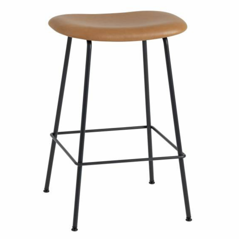 Muuto Fiber Counter Stool leather, tube base - NORDIC NEW