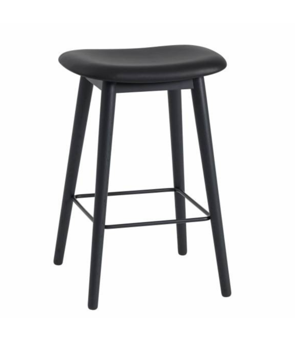 Muuto  Muuto Fiber Counter Stool leather, wood base H65
