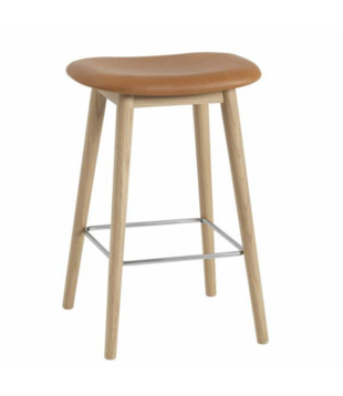 Muuto - Fiber counter stool leather - wood base H65