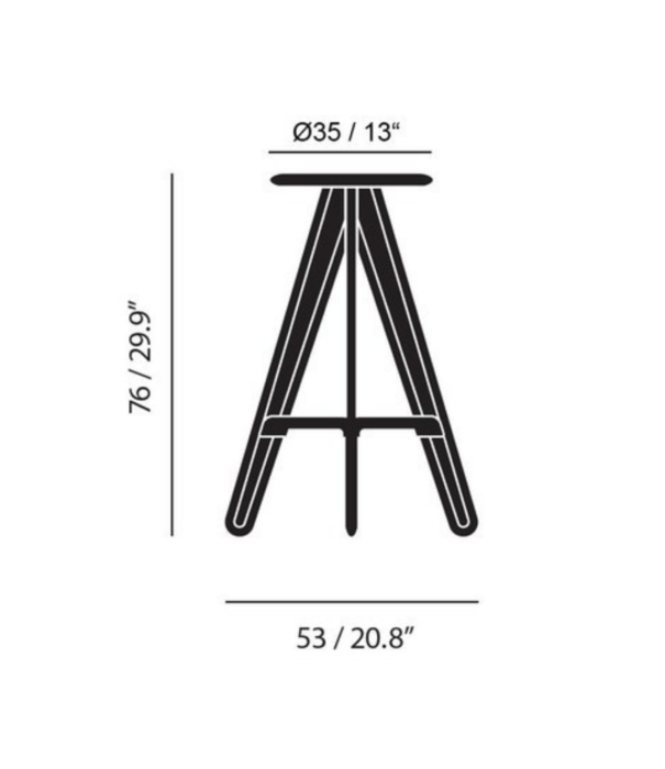 Tom Dixon  Tom Dixon - Slab barkruk zwart gelakt eiken H76 cm.