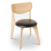 Slab stoel eiken - zwart leer bekleding