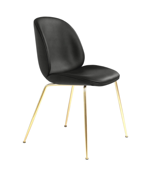 Gubi  Gubi - Beetle chair black leather - conic base