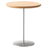 Pal Side Table oak lacquer, stainless steel frame Ø44
