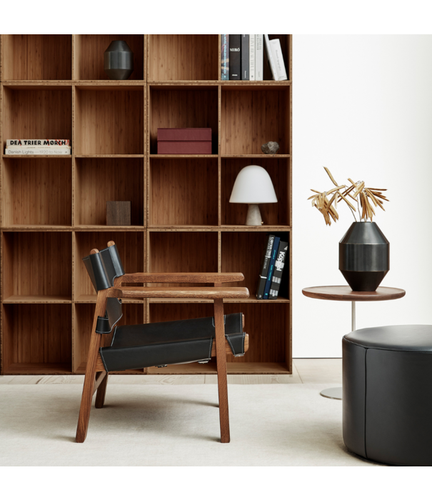Fredericia  Pal Side Table oak lacquer, stainless steel frame Ø44