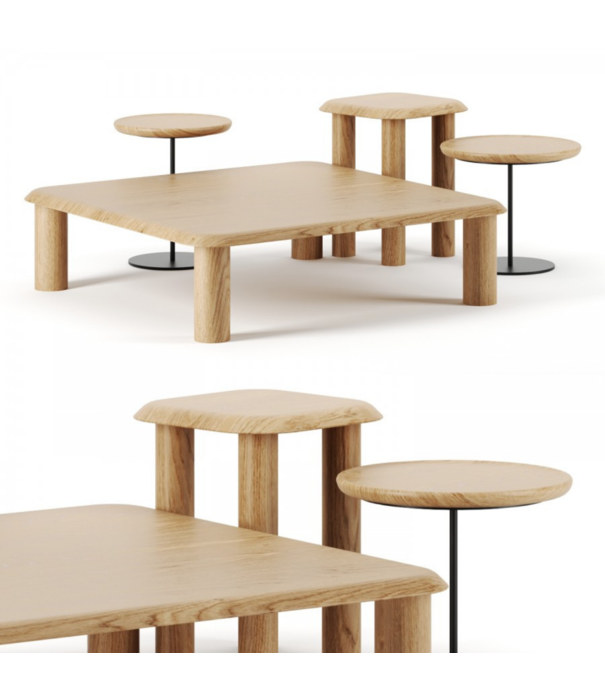 Fredericia  Pal Side Table oak lacquer, stainless steel frame Ø44
