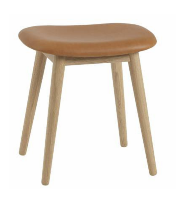 Muuto  Fiber stool leather - wood base
