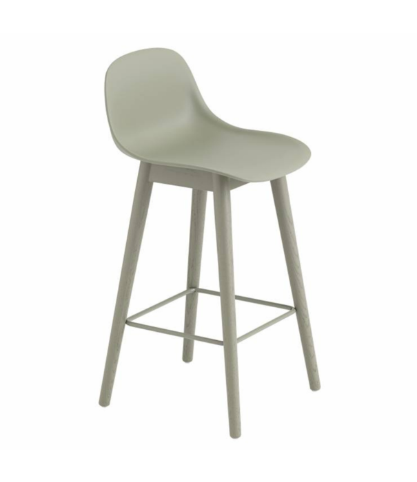 Muuto  Muuto Fiber Counter Stool w. Backrest, wood base