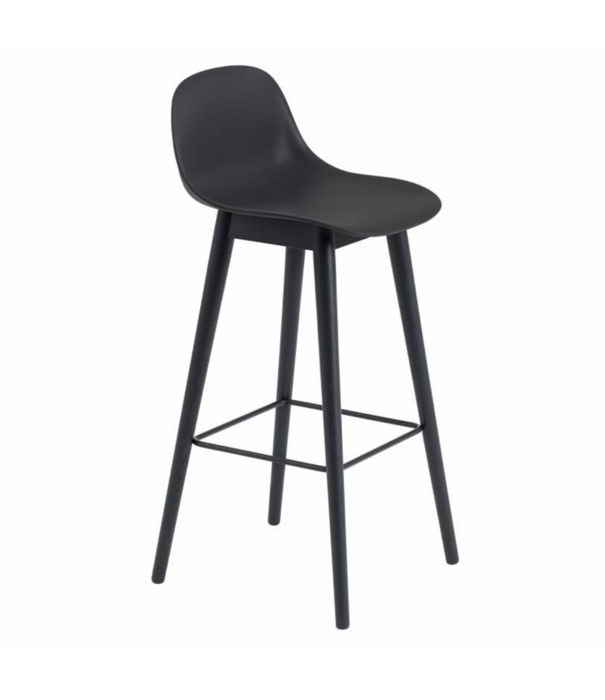 Muuto  Muuto Fiber Counter Stool w. Backrest, wood base