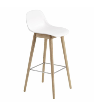 Muuto Fiber Counter Stool w. Backrest, wood base H65