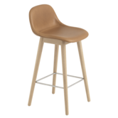 Muuto - Fiber barstool leather with back - wood base