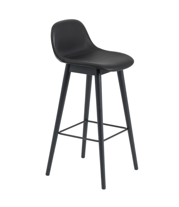 Muuto  Muuto - Fiber barstool leather with back - wood base