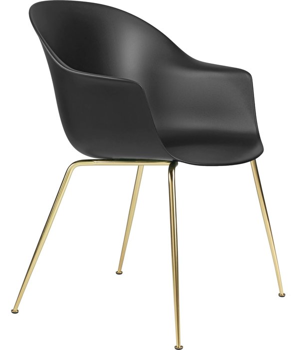 Gubi  Gubi - Bat dining chair - conic base brass