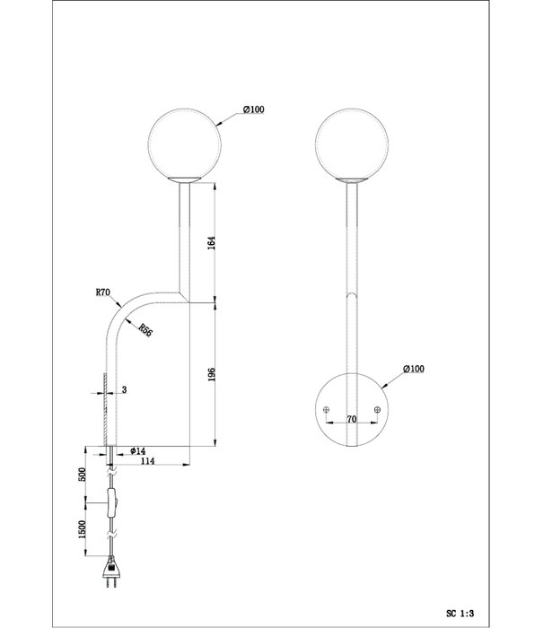 Pholc  Pholc - Mobil 46 wandlamp messing