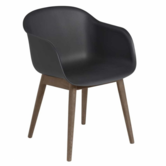 Muuto - Fiber armchair black, base dark brown oak