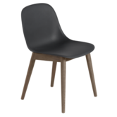 Muuto Fiber Side Chair black plastic, dark brown wood base