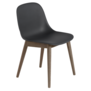 Muuto Fiber Side Chair black plastic, dark brown wood base