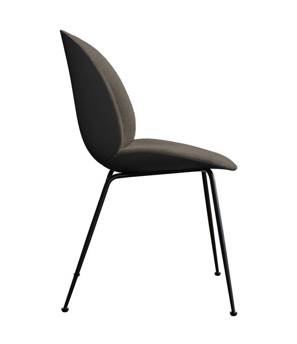 Gubi  Gubi - Beetle chair black - front Boucle 004 - conic base black