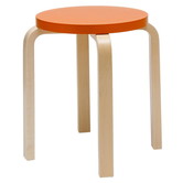 Stool E60 birch, orange lacquered