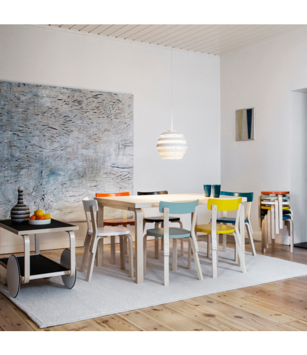 Artek  Stool E60 birch, orange lacquered