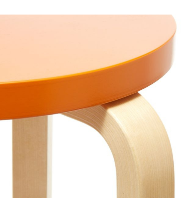 Artek  Stool E60 birch, orange lacquered