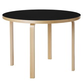 Artek - Aalto Table round 90A , black linoleum