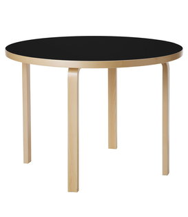 Artek - Aalto Table round 90A , black linoleum Ø100