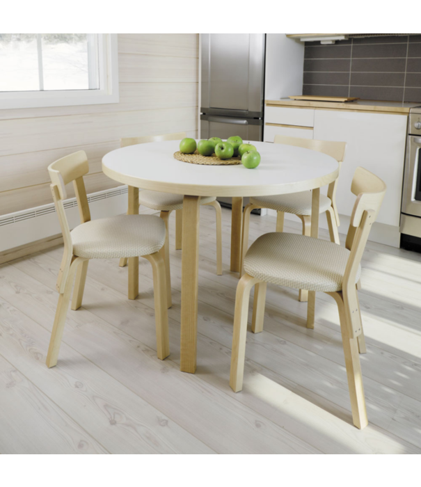 Artek  Artek - Aalto Table round 90A , zwart linoleum