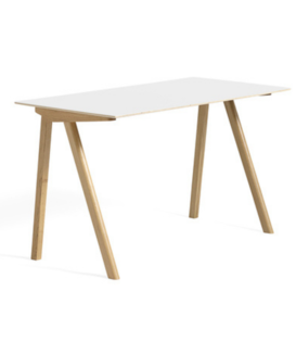 Cph 90 Desk white laminate, oak base 130cm