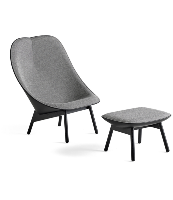 Hay  Hay Uchiwa - Uchiwa lounge stoel - Hallingdal 166 / zwart leder