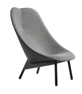 Hay - Uchiwa lounge chair Hallingdal 166 grey, back black leather