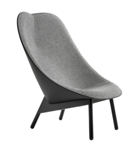 Hay - Uchiwa lounge stoel Hallingdal 166 grijs, achterkant zwart leder