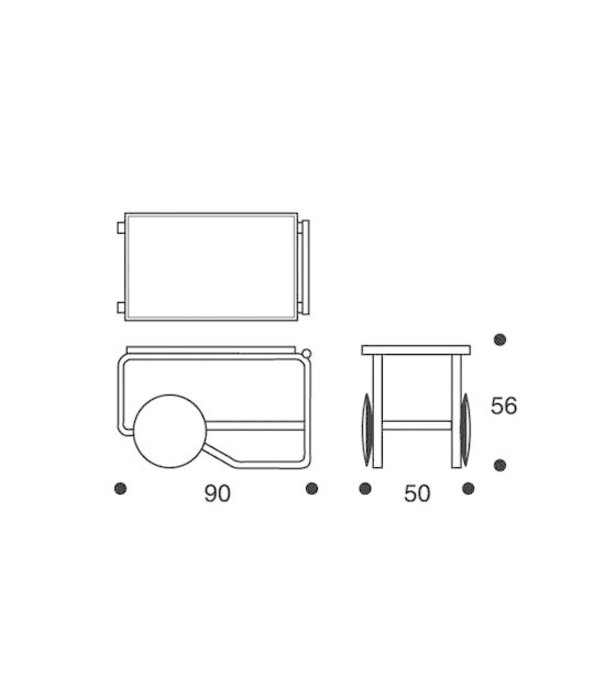 Artek  Artek - Tea Trolley 901 Berken - Zwart Linoleum