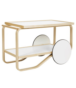 Artek Tea Trolley 901 naturel berken, wit laminaat