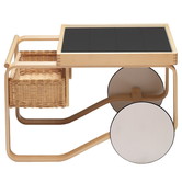 Artek Tea Trolley 900 natural birch, black tiles
