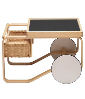 Artek - Tea Trolley 900 Berken - Zwart Keramiek Tegels