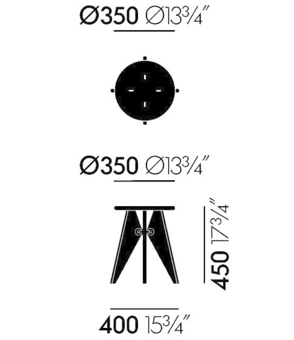 Vitra  Vitra - Tabouret Bois kruk donker eiken