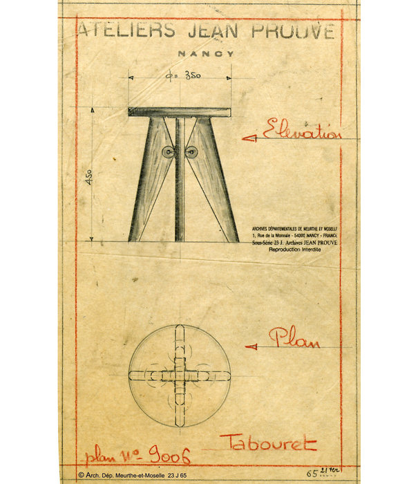 Vitra  Vitra Tabouret Bois Stool American walnut