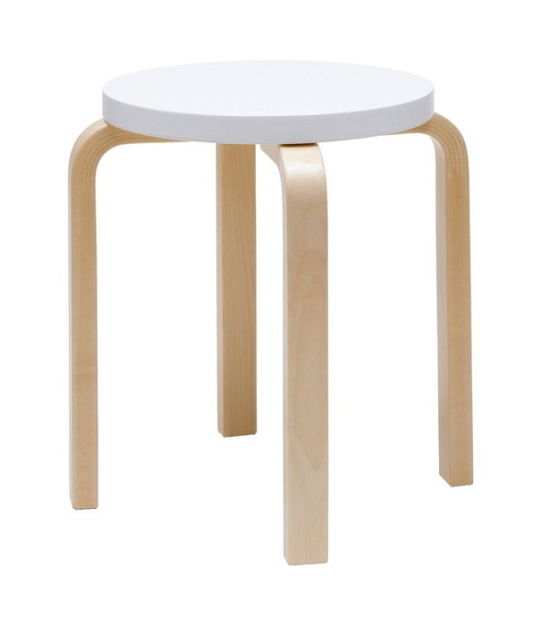 Artek  Stool E60 Kruk berken, wit gelakt