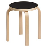 Artek - Stool E60 Kruk Berken - Zwart Linoleum