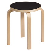 Stool E60 birch, black linoleum